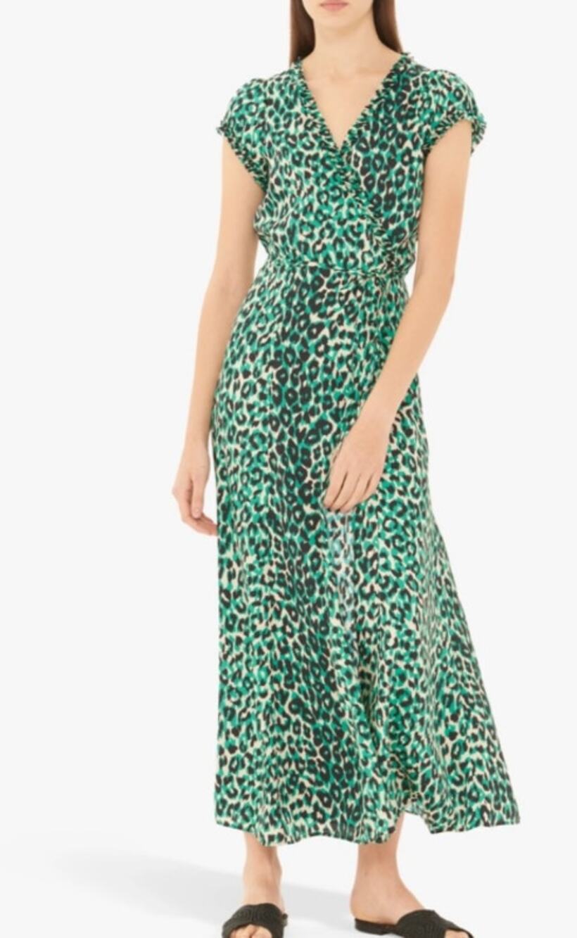 Gerard Darel Giovanna Green Animal Print Wrap Dress Size 40 (8 US)